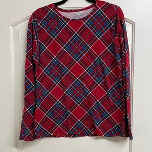 Talbots Red Plaid Long Sleeve Tee